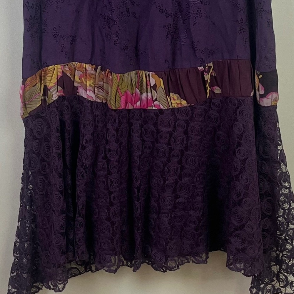 VTG Spencer Alexis 2 Piece Purple Patchwork Lagenlook Hippie Boho Dress XL (16) - Picture 7 of 14